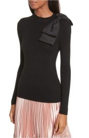 WornOnTV Erin s black big bow shoulder top on Live from E Erin